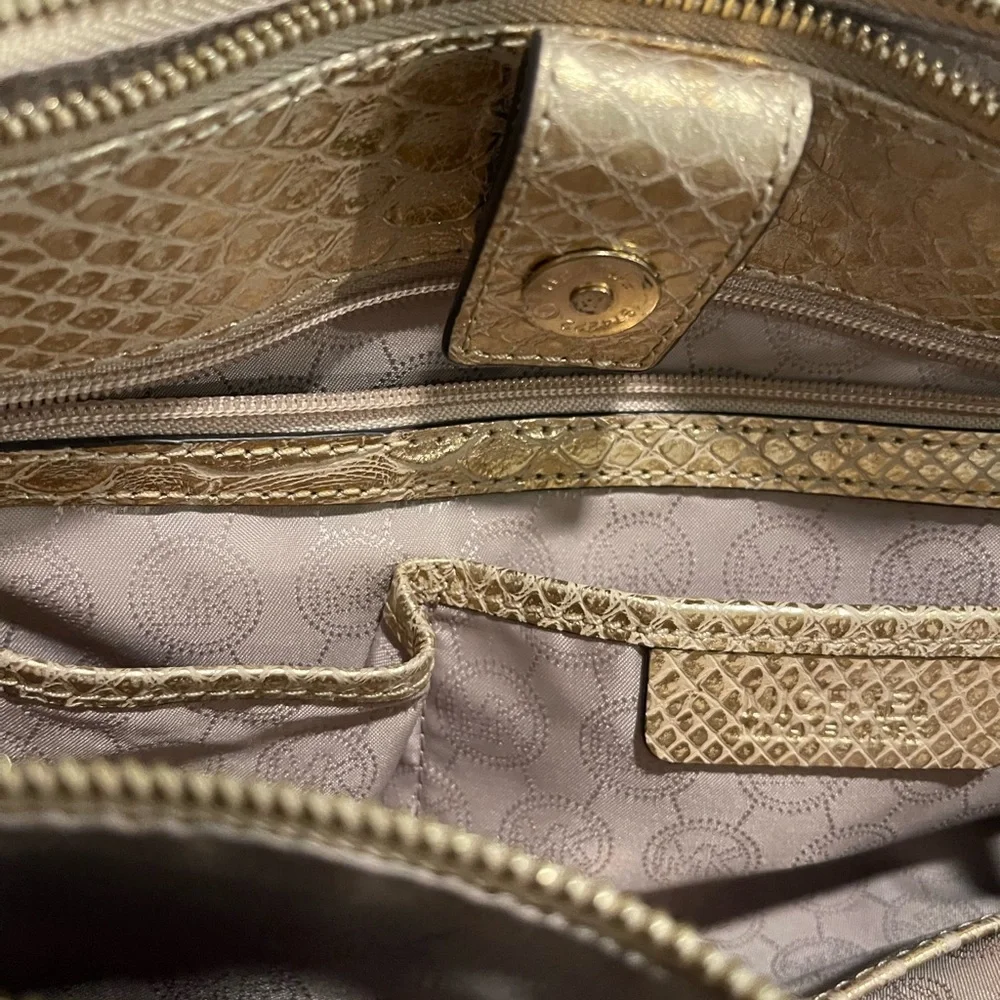 Michael Kors Gold Satchel with Signature Charm